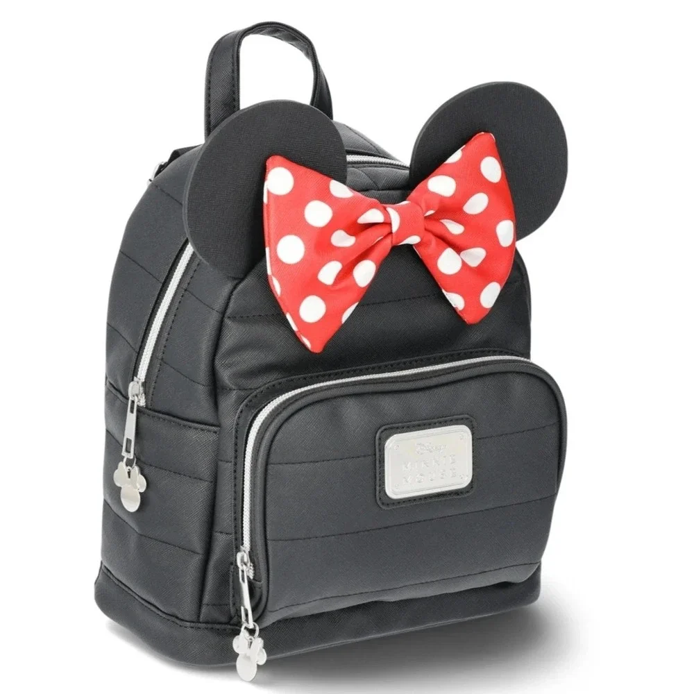 Disney Minnie Mouse Mini Backpack Black Red Polka Dot Bow Fast Forward MCPM28-W